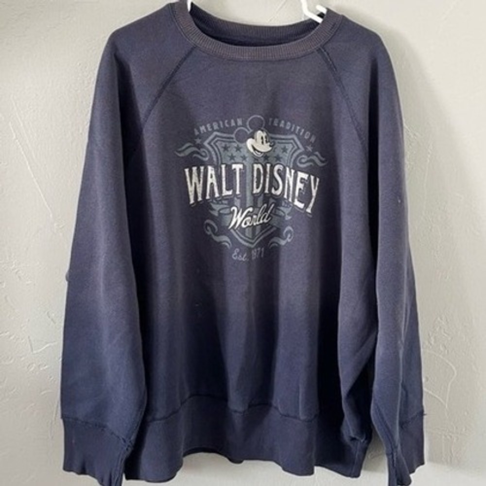 🔥🔥 DISNEY Walt Disney World Mickey Mouse Navy Blue‎ Crewneck Sweatshirt Sz XL